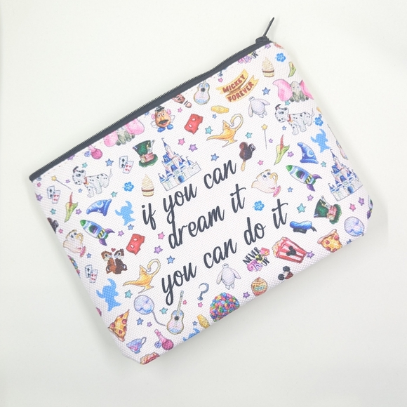 Printed Canvas Disney Theme Inspirational Cosmetic Bag Insert. NWT - Picture 3 of 5